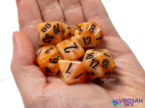 Blossom & Bloom: Marigold | Blackstone Bureau | Resin Dice Set (7)