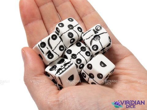 Skull Bone D6 Set (6) | Skeleton, Catacomb | Acrylic Dice Set