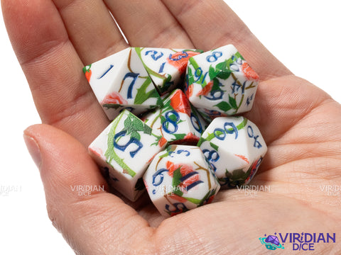 Full Art Dice Set™: Roses | Acrylic Polyhedral Dice (7)
