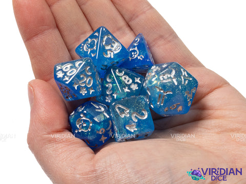 Ice Cold Penguins: Blue Ocean | Resin Polyhedral Dice (7)