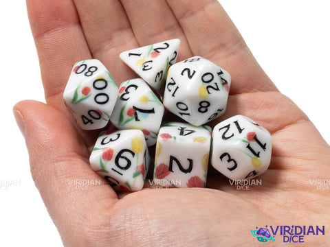 Flower Tulip Matte Print | Acrylic Polyhedral Dice (7)