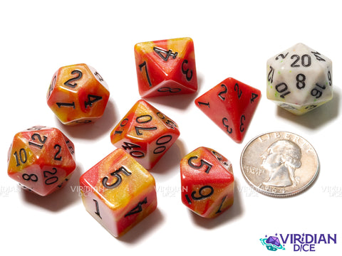 Inferno V2 |  Fireball Red & Orange Acrylic Dice Set (7)