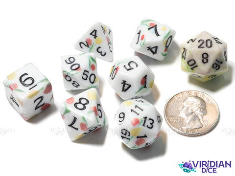 Flower Tulip Matte Print | Acrylic Polyhedral Dice (7)