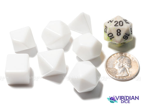 White Blank Dice | Uninked, Unengraved, Polished | Acrylic Dice Set (7)