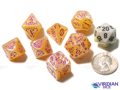Easter Rabbit (Orange & Pink) | Acrylic Polyhedral Dice (7)