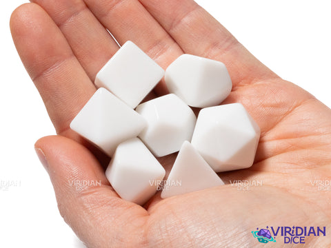 White Blank Dice | Uninked, Unengraved, Polished | Acrylic Dice Set (7)