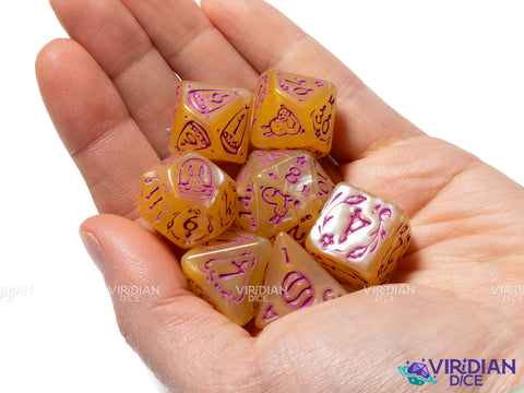 Easter Rabbit (Orange & Pink) | Acrylic Polyhedral Dice (7)