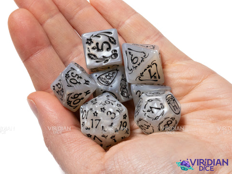 Easter Rabbit (White Pearl) | Acrylic Polyhedral Dice (7)