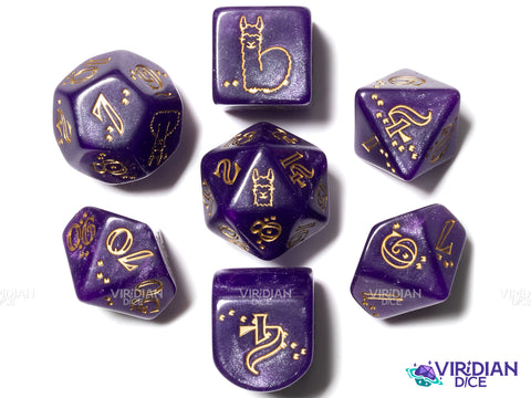 Shimmering Llama:  Zippy | Acrylic Polyhedral Dice (7)