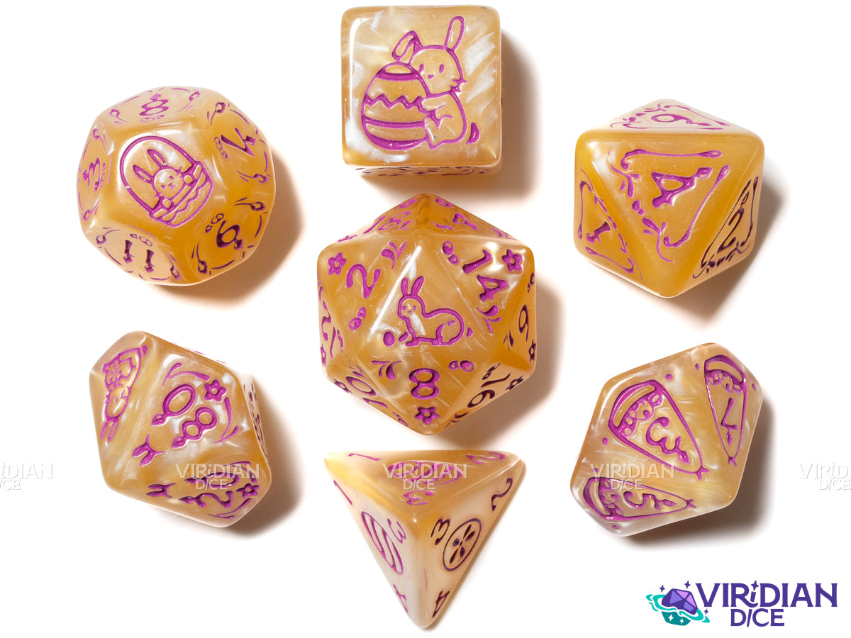 Easter Rabbit (Orange & Pink) | Acrylic Polyhedral Dice (7)