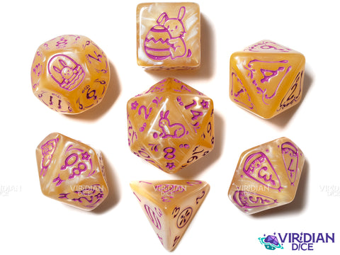 Easter Rabbit (Orange & Pink) | Acrylic Polyhedral Dice (7)