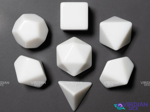 White Blank Dice | Uninked, Unengraved, Polished | Acrylic Dice Set (7)