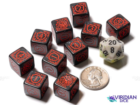 Game of Thrones: Targaryen (10xD6 Dice Set) | Acrylic D6 Set (10)