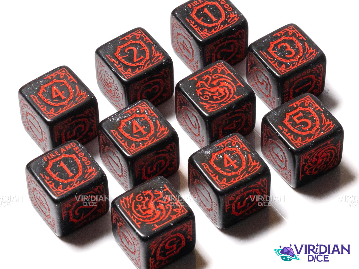 Game of Thrones: Targaryen (10xD6 Dice Set) | Acrylic D6 Set (10)