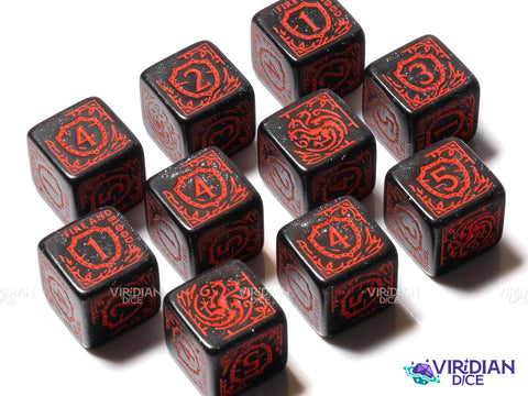 Game of Thrones: Targaryen (10xD6 Dice Set) | Acrylic D6 Set (10)