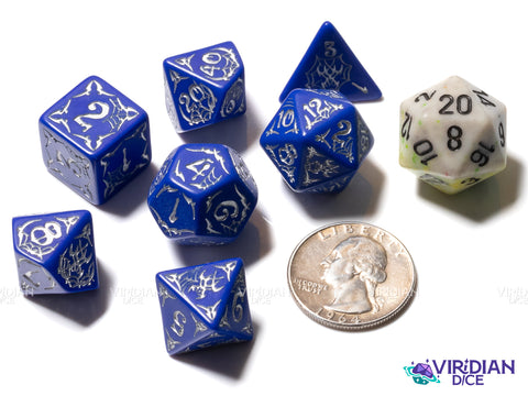 Pathfinder: Second Darkness (discontinued) | Blue & Silver | Q Workshop | Acrylic Dice Set (7)