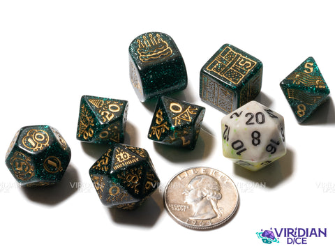 Happy Birthday Dice Set: Balloons | Acrylic Polyhedral Dice (7)