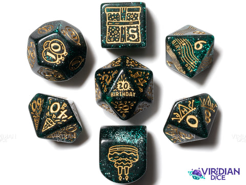 Happy Birthday Dice Set: Balloons | Acrylic Polyhedral Dice (7)