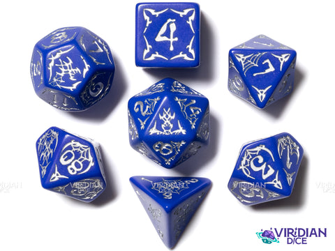 Pathfinder: Second Darkness (discontinued) | Blue & Silver | Q Workshop | Acrylic Dice Set (7)
