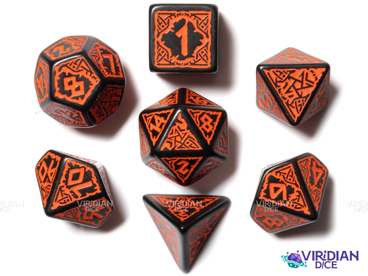 Pathfinder Hell's Vengeance | Black & Orange | Q Workshop | Acrylic Dice Set (7)