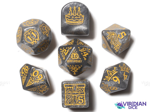 Happy Birthday Dice Set: Confetti | Acrylic Polyhedral Dice (7)