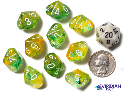 Nebula Spring/White Set of Ten d10 | Acrylic D10 Set (10)