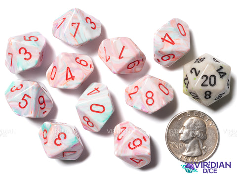 Festive Pop Art/Red (Set of Ten D10) | Acrylic D10 Set