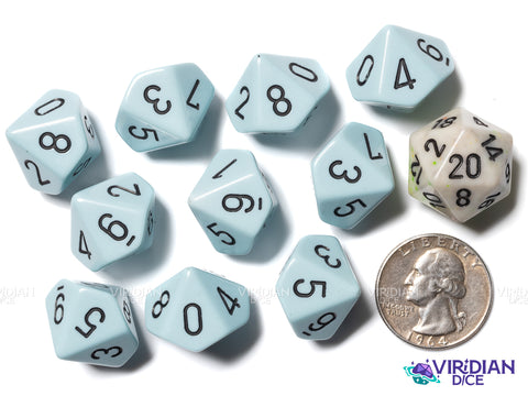 Opaque Pastel Blue/black (Set of Ten D10) | Acrylic D10 Set