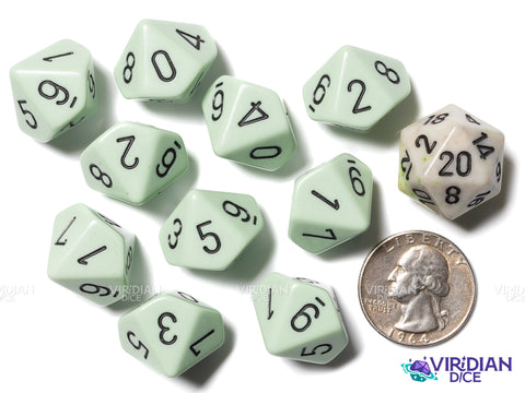 Opaque Pastel Green/black (Set of Ten D10) | Acrylic D10 Set