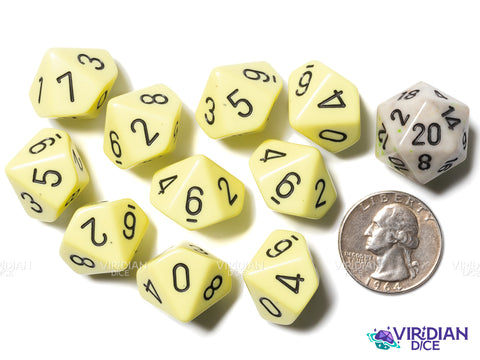 Opaque Pastel Yellow/Black (Set of Ten D10) | Acrylic D10 Set