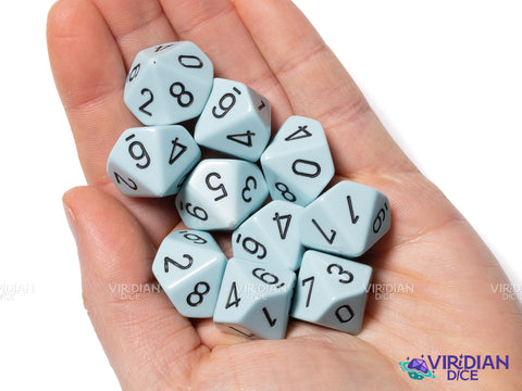 Opaque Pastel Blue/black (Set of Ten D10) | Acrylic D10 Set