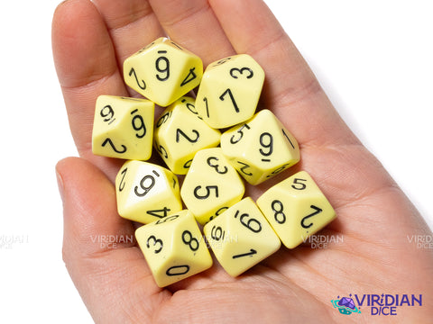 Opaque Pastel Yellow/Black (Set of Ten D10) | Acrylic D10 Set