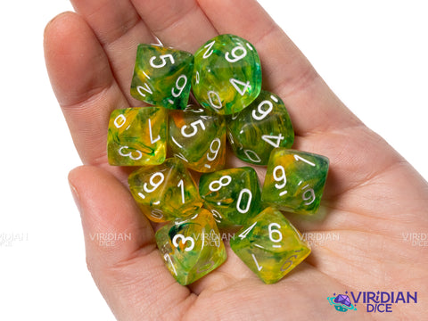 Nebula Spring/White Set of Ten d10 | Acrylic D10 Set (10)