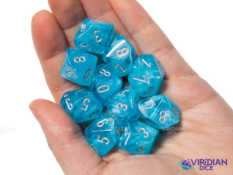 Luminary Sky/Silver (Set of Ten D10) | Acrylic D10 Set