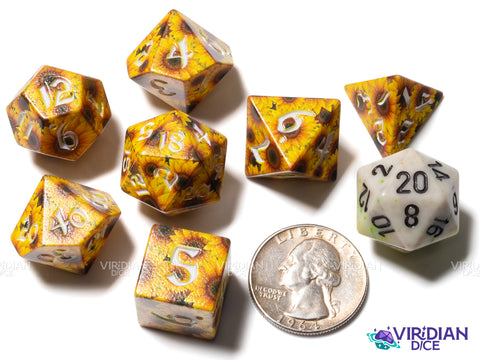Full Art Dice Set: Sunflower | Acrylic Polyhedral Dice (7)
