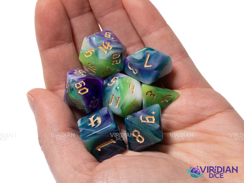 Cerulean Swirls | Acrylic Polyhedral Dice (7)