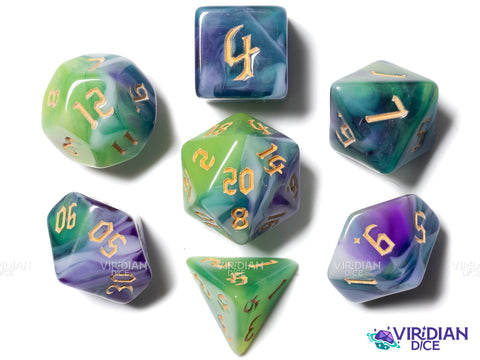 Cerulean Swirls | Acrylic Polyhedral Dice (7)