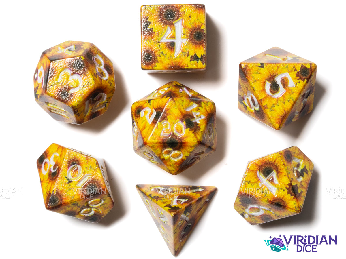 Full Art Dice Set: Sunflower | Acrylic Polyhedral Dice (7)