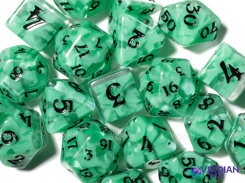 Mint Chocolate Chip | Botanicals: Green & Black | Resin Polyhedral Dice Set (7)