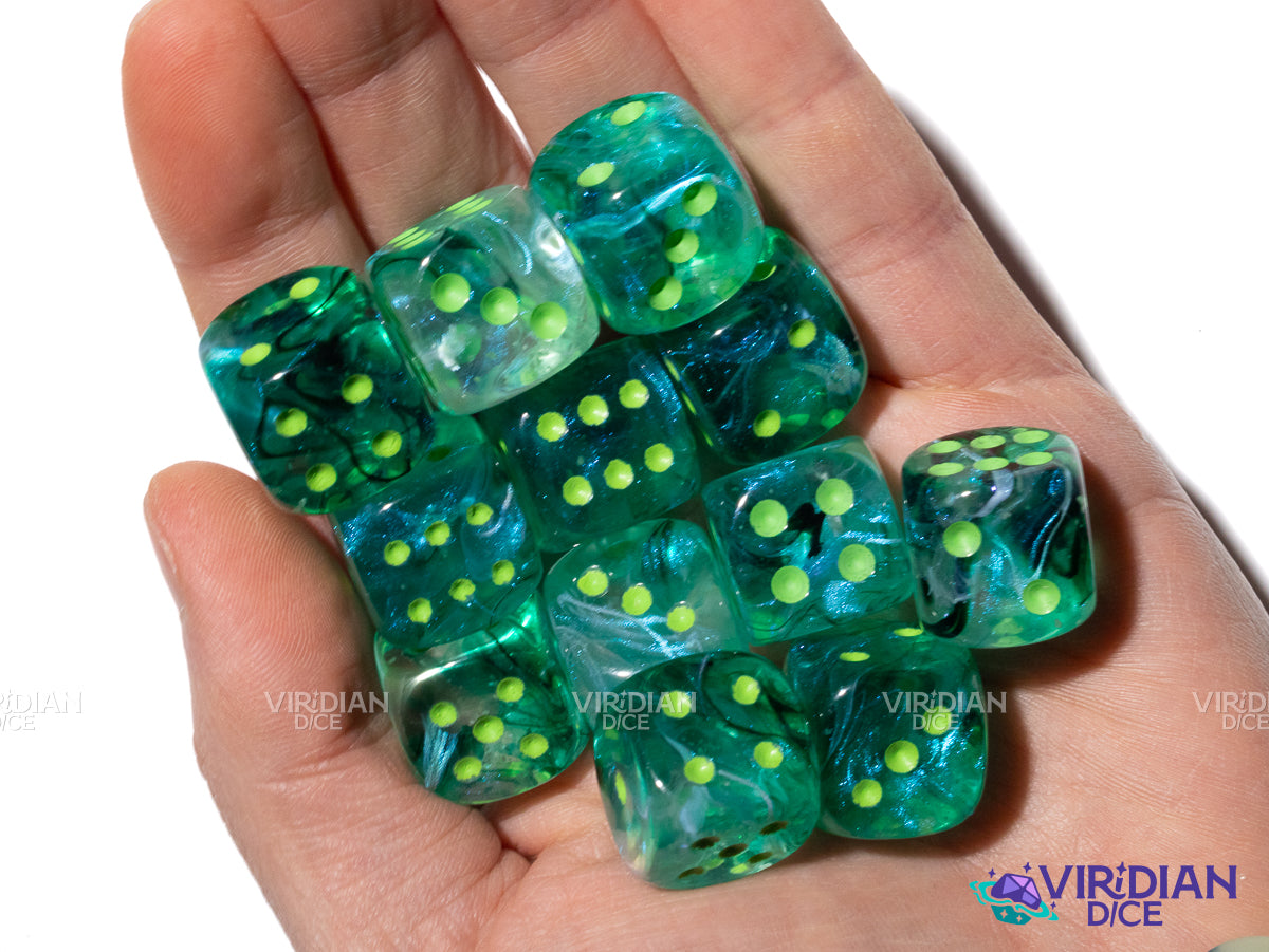 Borealis Kelp Luminary (12) D6 Block Set | Translucent Dark Green-Teal ...
