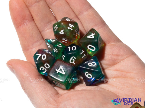 The Underwater | Green, Blue and Purple | Acrylic Polyhedral Dice (7)
