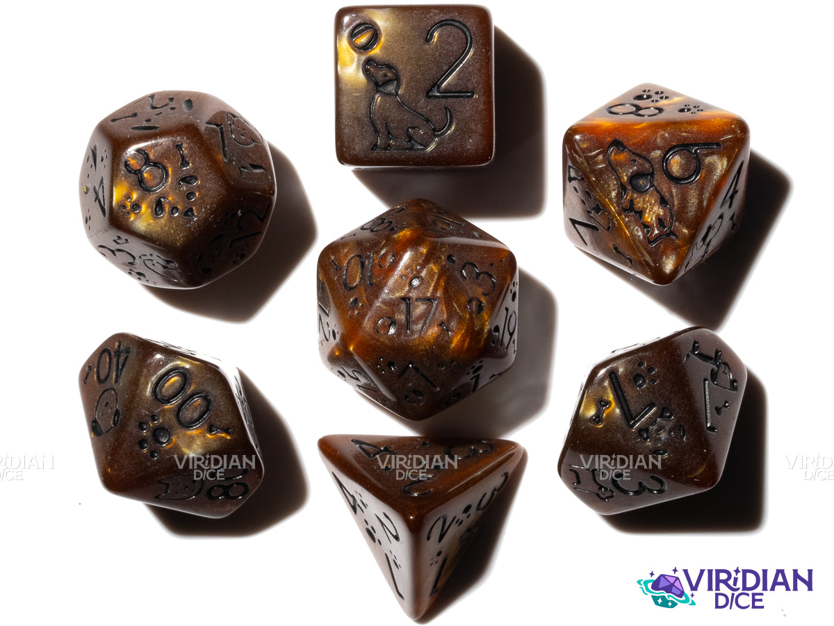 Cute Dogs: Unreadable Chocolate Lab | Resin Polyhedral Dice (7)