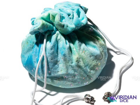 Flannel Dice Bag w Stars... (Except When Scales) | Rainbow, Blue-Green, Red-Orange | Storage Pouch (1)