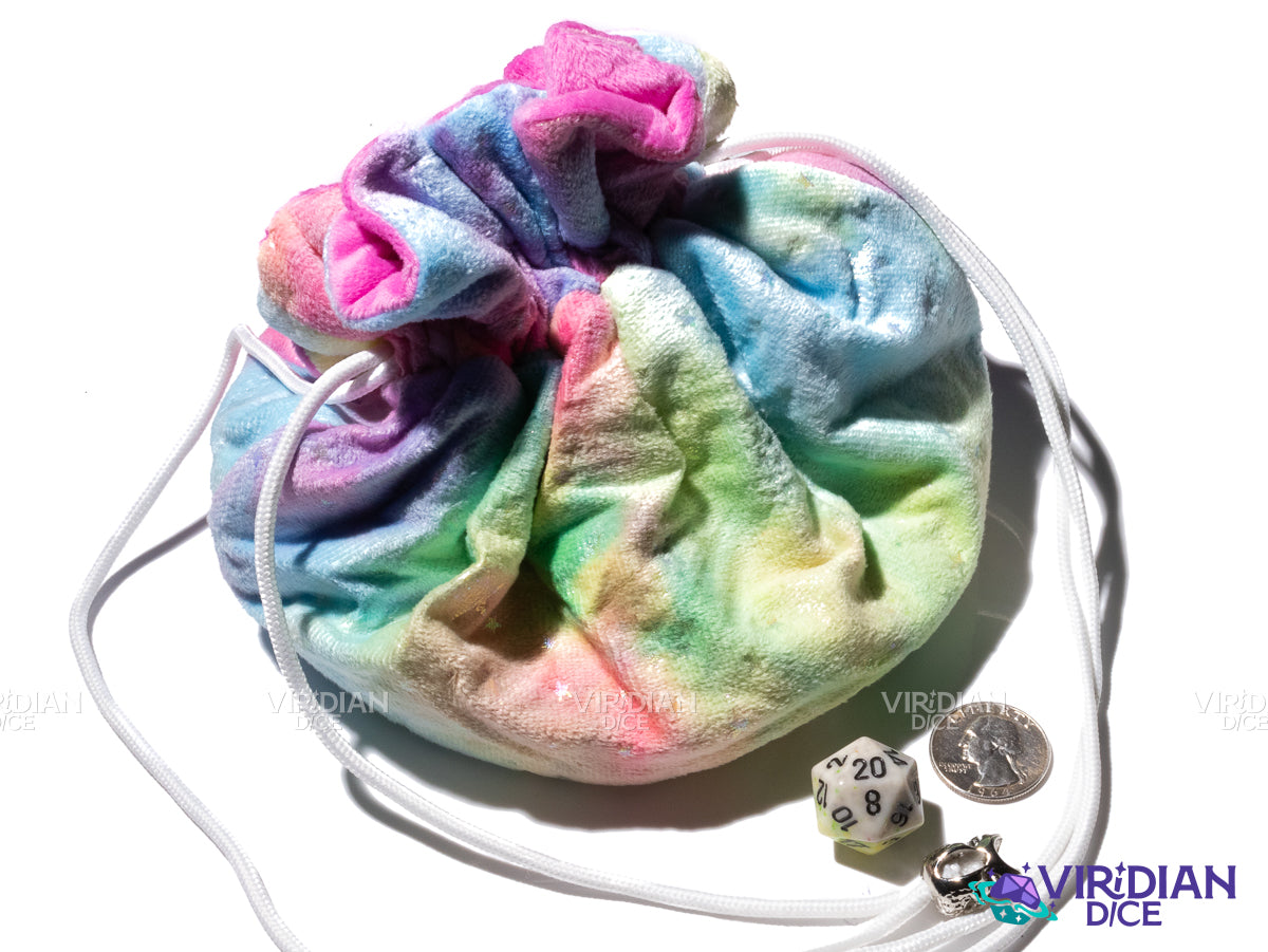 Flannel Dice Bag w Stars... (Except When Scales) | Rainbow, Blue-Green, Red-Orange | Storage Pouch (1)