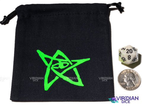Call of Cthulhu Black & Green Dice Bag | Star Eye COC Logo | Dice Bag