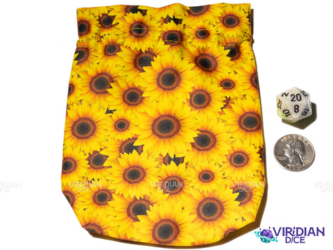 Full Art Dice Pouch: Sunflower | Yellow & Orange Flower Bag | Dice Bag
