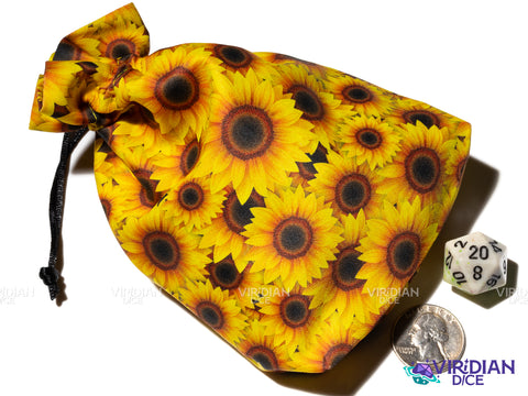 Full Art Dice Pouch: Sunflower | Yellow & Orange Flower Bag | Dice Bag