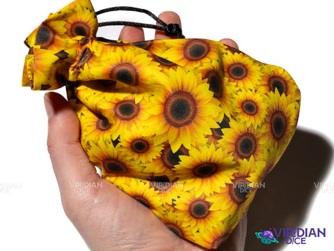 Full Art Dice Pouch: Sunflower | Yellow & Orange Flower Bag | Dice Bag