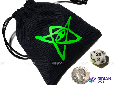 Call of Cthulhu Black & Green Dice Bag | Star Eye COC Logo | Dice Bag