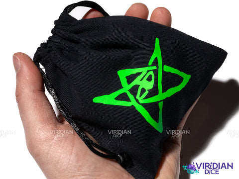 Call of Cthulhu Black & Green Dice Bag | Star Eye COC Logo | Dice Bag